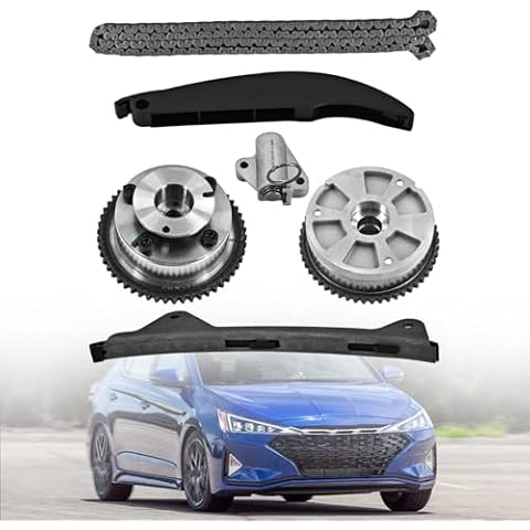 Blrack 243212E010 24350-2E700 Timing Chain Kit w/VVT Sprockets Compatible with 2017-2021 Hyundai Elantra Kona Veloster 2017-2022 Kia Forte/Forte 5 2.0L Cover