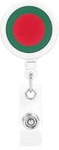 Retractable Badge Holder - Print Reel with Alligator Clip Rotatable Buckle for Office, Doctor Flag of Bangladesh
