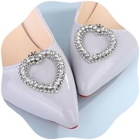 Jumwrit 2Pcs Womens Crystal Shoe Clips Rhinestone Love Heart Shoe Charms Fashion Bridal Wedding Shoes High Heels Flats Accessories Sparkling Shoe Buckles Decorations for Party Prom