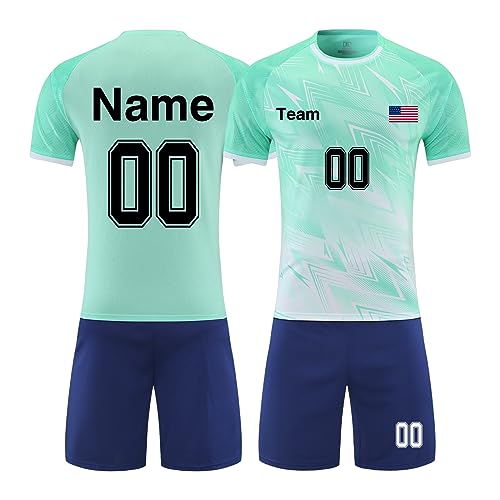 Custom Soccer Jerseys for Men Personalized Soccer Uniforms for Men Women Boy (Light Green)