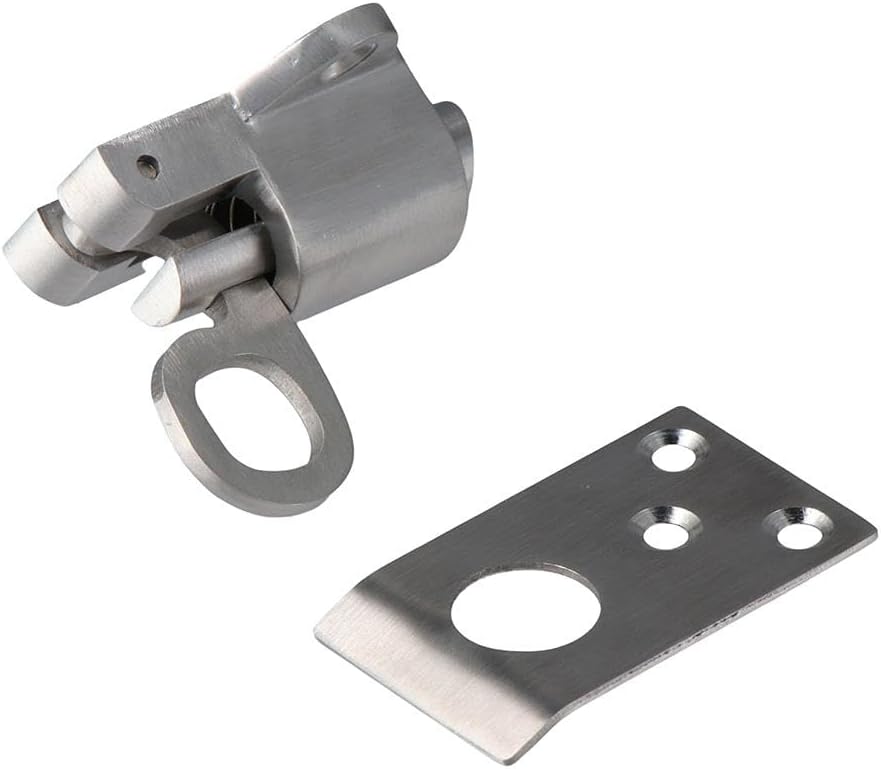 Door Latch Lock Stainless Steel Security Pull Ring Spring Automatic Bounce Door Bolt Gate Latch for Window Shed Gate Toilet Bedroom