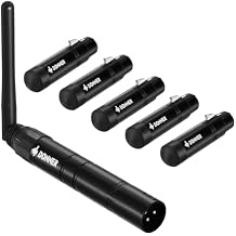 Donner DMX512 وحدة تحكم لاسلكية Dfi DJ 2.4G DMX Wireless 5 Receivers نسخة قصيرة مع قبة خفيفة و 1 جهاز تحكم في إضاءة المرحلة لمرحلة LED Disco Party Bar Lighting 6 PCS Black