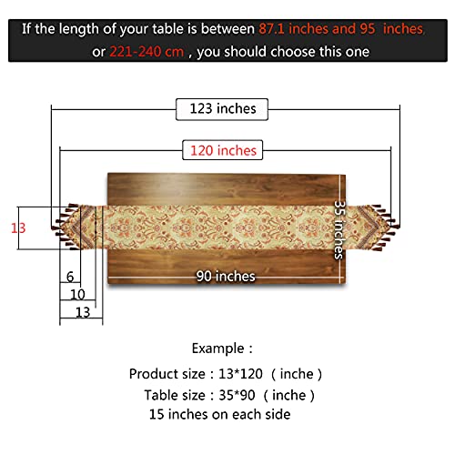 NYSMXF Luxury Velvet Gold Table Runner 120 Inches Long with Vintage Damask Jacquard Design for Dining Room,Living Room,Home Decor,Elegant Beaded Tapestry,Lining (Gold, 13×120 inch) by NYSMXF - Image 3