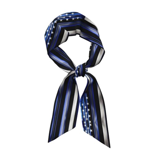 American Thin Blue Line Flag print Fashion Silk Like Scarves Scarf Silk Feeling Long Lightweight Scarf for Women