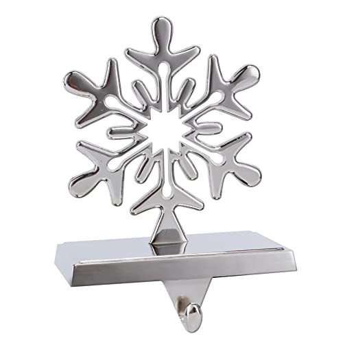 Snowflake Christmas Stocking Hangers for Mantel，Snowflake Christmas Stocking Holders for Fireplace Mantel Hooks Hanger for Christmas Snowflake Stockings Clip for Christmas Decoration (Snowflake)