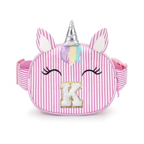 YOOLIFE Initial Fanny Pack for Girls, Toddler Purse Crossbody Bag for Little Girls Purse Belt Bag, Birthday Gifts for 2 3 4 5 6 7 8 9 10 Year Old Girl Kids Personalized Gifts for Daughter, Pink (K)
