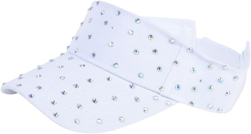 Rhinestone Sport Sun Visor Adjustable Shiny Running Hat Bling Golf Cap Glitter Tennis Caps Empty Top Baseball Caps Sparkle Athletic Hat for Jogging Cycling Black