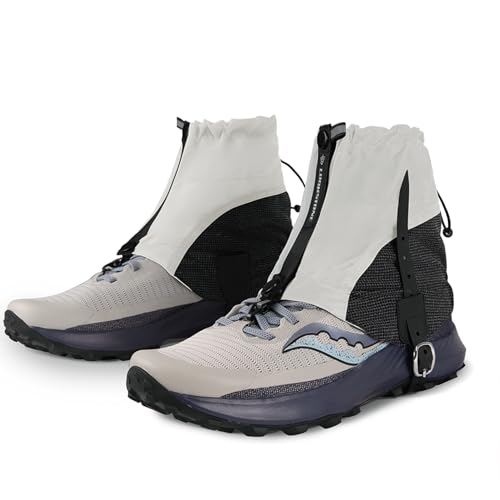 Yundxi Waterproof Anti-Tear Ankle Gaiters Ultra-Light Silicone Coated Trail Gaiters Low Ankle Gators for Outdoor Hiking Walking (Grey)