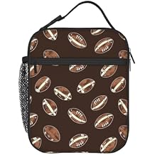 American Football Brown Lunch Box - Insulated Lunch Bags for Boys/Girls/Women/Men Detachable Handle Lunchbox Meal Tote Bag
