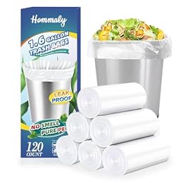 1.6 Gallon 120 pcs (Fit 1.3-1.6 Gal)Small Clear Trash Bags, Strong 1.3 Gallon1.5 Gallon 1.6 gallons Garbage Bags, Bathroom Trash Can Bin Liners, Mini Bags for Office, Waste Basket Liner,Fit 5-6 Liters