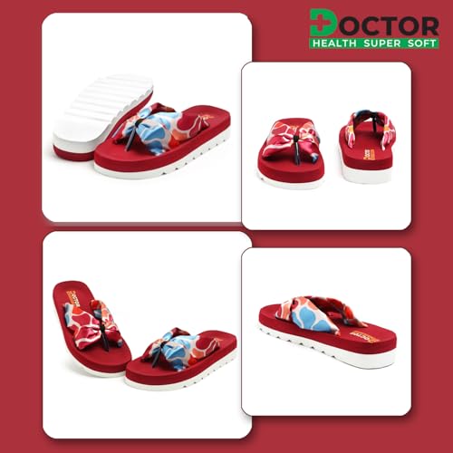 Image of DOCTOR HEALTH SUPER SOFT Women Stylish Bow Platform Slippers | Soft Cushioned Casual Flip Flops | Lightweight Comfortable Everyday Wear Sandals for Indoor Outdoor Use