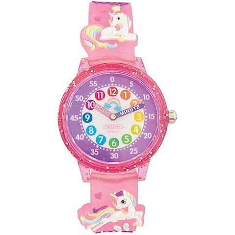 Preschool Collection Time Teacher Color Watch - Unicorn - Analog First Watch - Easy-to-Read Dial - Hypoallergenic 3D Band for Kids, Children and Girls Cover