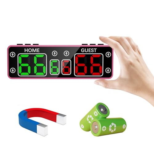 GAN XIN Cornhole Scoreboard,Battery Powered Ping Pong Score Keeper with Touchscreen Button&Top Button,LED Digital Electronic Scoreboard with Buzzer,Shuffleboard/Indoor Games & Sports(Pink)