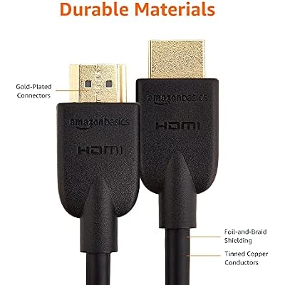 Amazon Basics HDMI Cable, 2-Pack, 3ft, 4K@60Hz, High-Speed 4K HDMI 2.0 Cord for Blu-ray, Ethernet, 2160p, 48 bit, Compatible with TV/PS5/Xbox/Roku, Black
