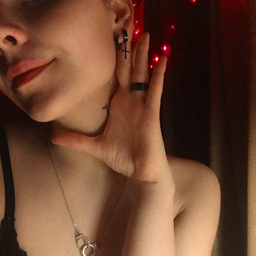 Idb Stainless Steel Huggie Hoop Dangle Religious Cross Clip-Back Earrings - Approx 1 3/16" Drop (1.22: / 31Mm) Drop - Multiple Colors Available (Black Tone) #TOP5