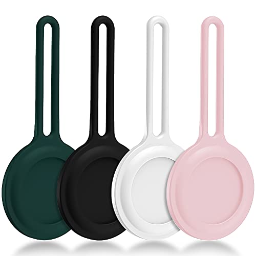 Étui pour AirTag Clé Finder,LucBuy 4 Pièces Étui de Protection en Silicone Souple avec Boucle pour AirTag,Support de Pare-chocs Léger Portable,Couvercle de Traqueur Anti-rayures Compatible avec AirTag Cover