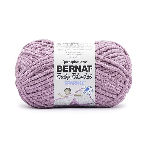 Bernat Baby Blanket Sparkle Planetary Purple Yarn - 1 Pack of 10.5oz/300g - Polyester - #6 Super Bulky - 220 Yards - Knitting, Crocheting, Crafts & Amigurumi, Chunky Chenille Yarn