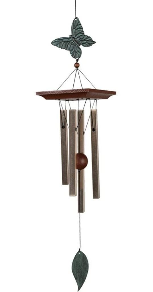 Modernes Windspiel, Terrasse, Vintage Modische Outdoor Living Windspiele Hof Gartenröhren Glocken Kupfer Schmetterling Wandbehang Heimdekoration Gartenornamente(Butterfly)