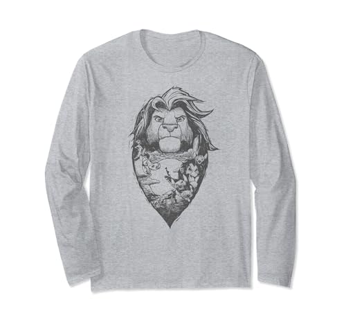 T-shirt Lion King Disney manches longues imprimé graphique noir vêtement streetwear coton homme femme