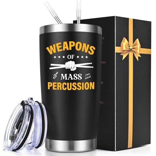 Gtmileo Drummer Gifts, Weapons of Mass 20 Oz Insulated Percussion Tumble, Music Lover...