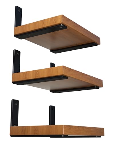 NEODROP 6-Pack 6 Inch Heavy Duty Shelf Brackets, Premium Floating L Bracket for Wall, Kitchen, Mantel Shelves Support | Quarter Inch (1/4") Thick | Black Powder Coated Steel