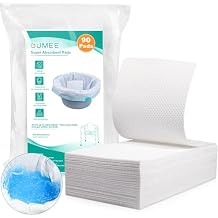 Oumee 90 Count Absorbent Commode Pads for Bedside Commode Bucket, Commode Liners Pads with Absorbent Gel, Potty Liner Pads for Adults Portable Toilet Bags Bedpans