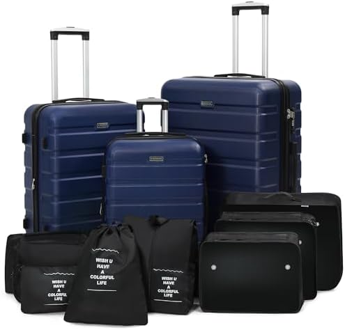 Kromax Lightweight 3 Piece Hardshell Luggage Set, Expandable, TSA...