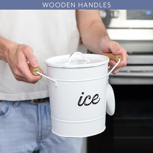 AuldHome Design Rustic Enamelware Ice Bucket; White Farmhouse Style Insulated Ice Server by AuldHome Design - Image 8