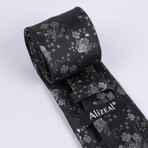 Image of Alizeal Mens 3.15inches Delicate Floral Tie with Small Flower Printed Handkerchief Set
