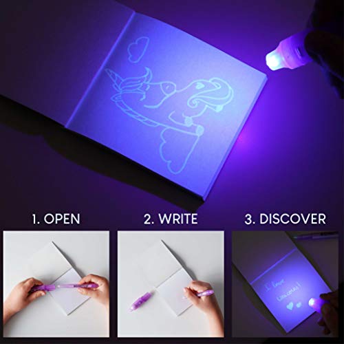 Miniatura 2 de Bonnyco Boligrafo Tinta Invisible Y Libreta Unicornio, Pack De 16 Regalos Cumpleaños Niños Colegio. Detalles Cumpleaños Niños, Relleno Piñata Infantil. Regalos Alumnos Primaria Fiesta Infantil