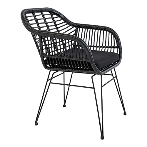 Fauteuils en polyrotin noir Trieste pour table de jardin extérieure - 7