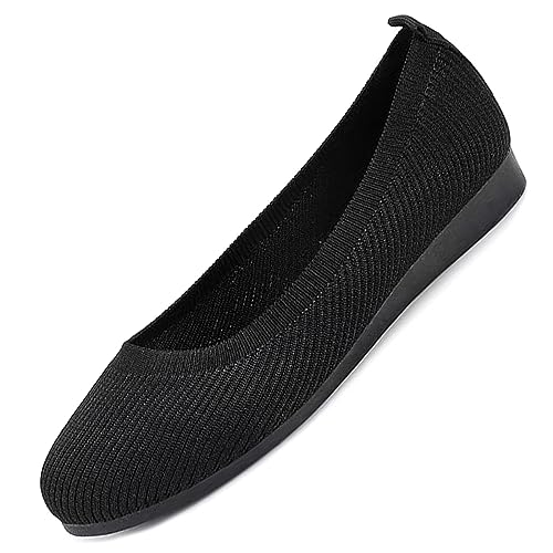 Optigard Women's Knitted Mesh Flat Shoes Round Toe Slip on Comfortable Dressy Ballet Flats Casual Soft Walking Work Shoes