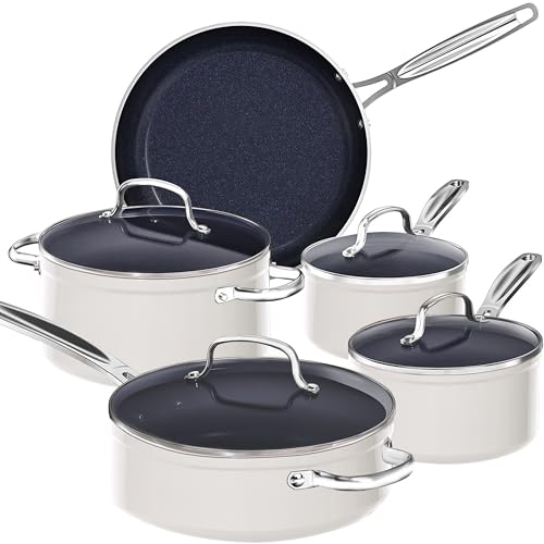 Image of Nuwave 9pc Cookware Set Healthy Duralon Blue Ceramic Nonstick Coated