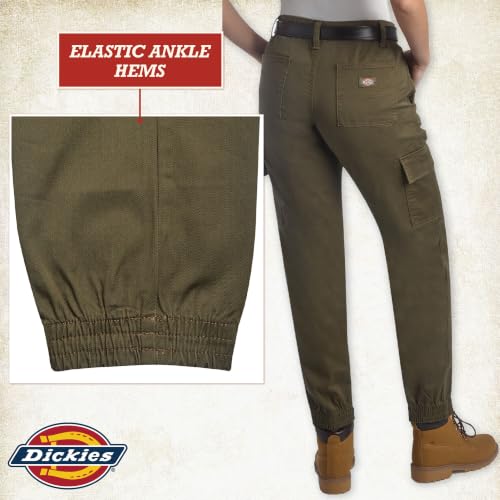 Image of Dickies Womens High Rise Cotton Twill Cargo Joggers Elastic Ankle