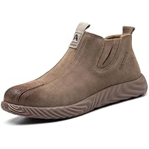 Steel Toe Shoes for Men Welding Mens Work Shoes Slip On Comfortable Safety Composite Toe Construction Boots