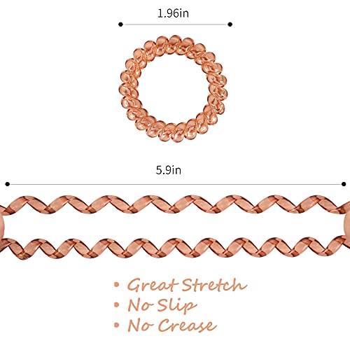 79Style Spiral Hair Ties 24Pcs No Crease Clear Brown Coil Hair Ties Spiral Ponytail Holders Coils Scrunchies Plastic Phone Cord Hair Bands For Women Girls ( Neutral Colors-Large Size) #TOP4