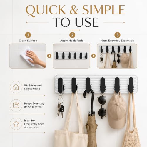 Image of SIGNAMIO 6 Hook Strip Adhesive Wall Hook Black