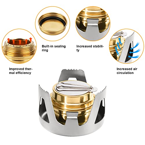 Komclub Mini Alcohol Stove For Backpacking Portable Alcohol Stove Spirit Burner Ultralight Camping Mini Camp Stove Cookware Set Outdoor Camping Hiking Backpacking Picnic #TOP2