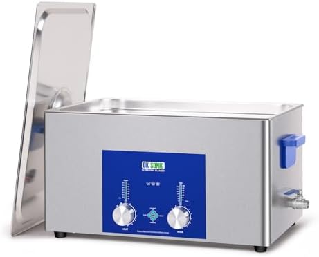 DK SONIC Industrial Ultrasonic Cleaner 22L,480W Commercial Sonic Cleaner with Encoded Timer,Heater&Basket, Multiple Functions for Carburetors, Motorcycle Engines, Chains