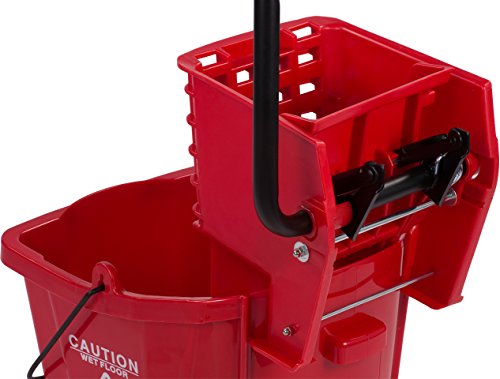 SPARTA Commercial Mop Bucket with Side Press Wringer, Floor Cleaning Essentials for Commercial and Home Use 26 Quart Capacity, 1 Count, Red by Carlisle FoodService Products - Image 8