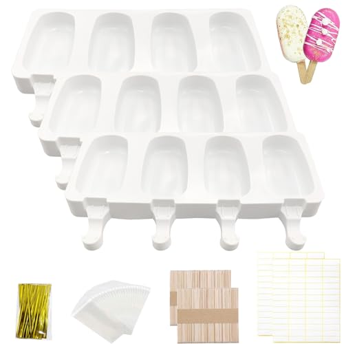 Gxlaihly 3 Pezzi Stampi per Gelato,Stampi per Ghiaccioli,Silicone Stampi per