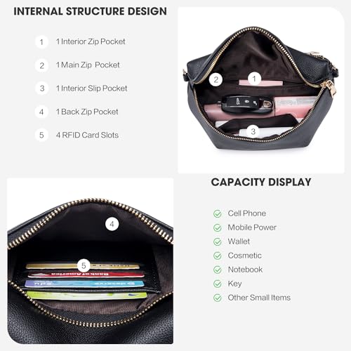 Kleine Damen Umhängetaschen,Elegant Bauchtasche Damen,Umhängetasche aus Veganes PU Leder,Crossbody Bag Damen,RFID Blockierung Kartenschlitz Brusttasche mit Verstellbar Abnehmbar Breiter Gurt – Bild 5