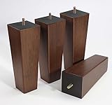 WEKIS Solid Wooden Furniture Legs 10 Inch, Natural Wood Mid Century Brown Square Legs Furniture Replacements Feet for Couch Legs, Sofa Legs, Cabinet Legs, Bench Legs, Bed Legs, Set of 4