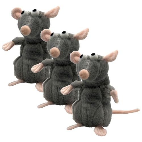 Aumüller Katzenspielzeug Ratte Cedric, 3er Set - Katzenspielkissen mit Baldrian