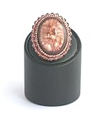 Maße: 3 x 3,5 cm Ring, Oval Stein aus Porzellan, Braun, Porzellan und Glas-Kugeln-Schmuck-Mode