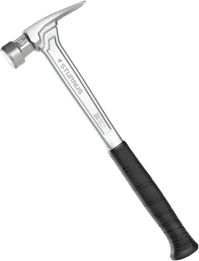 Sturnus Silver 15oz Velocity Rip Claw Hammer – 15oz, Lightweight Aluminum & Ergonomic, Pro-Grade with Anti-Vibration Grip (Long Handle, Milled Face)