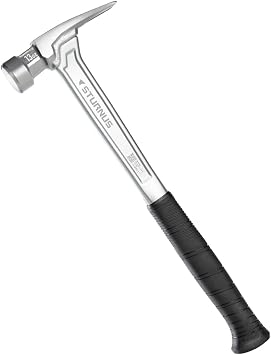 Sturnus Silver 15oz Velocity Rip Claw Hammer 15oz, Lightweight Aluminum & Ergonomic, Pro-Grade with Anti-Vibration Grip Long Handle, Milled Face