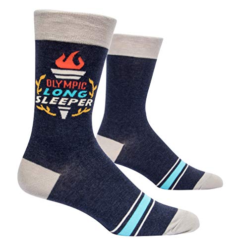 Blue Q Socks, Men's Crew, Olympic Long Sleeper, Black, Medium
