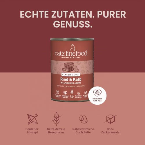 catz finefood Classic Rind & Kalb Katzenfutter nass, 6 x 400g Dose