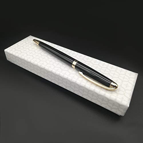 Settini Milano Pen. Luxury Pen. Metal Pen Lacquer Black With Gold Trim Ballpoint. Fancy Nice Gift Pen Set. Hinge Clip. Black German Ink. Best Pen. Professional, Executive Office, Nice Pens #TOP1